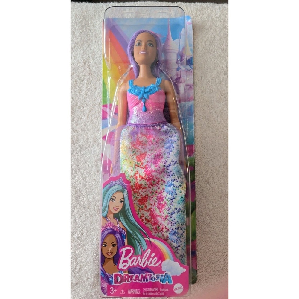 Barbie Dreamtopia Princess Doll Purple Hair Tiara Princess Skirt New‎